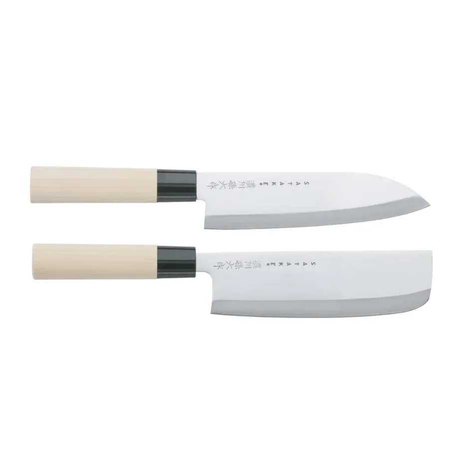 Set de cuchillos santoku y nakiri Satake Houcho, 2 piezas