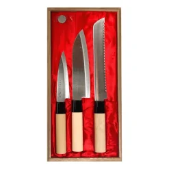Set de cuchillos Satake Houcho 3 piezas, Hi Carbon Steel