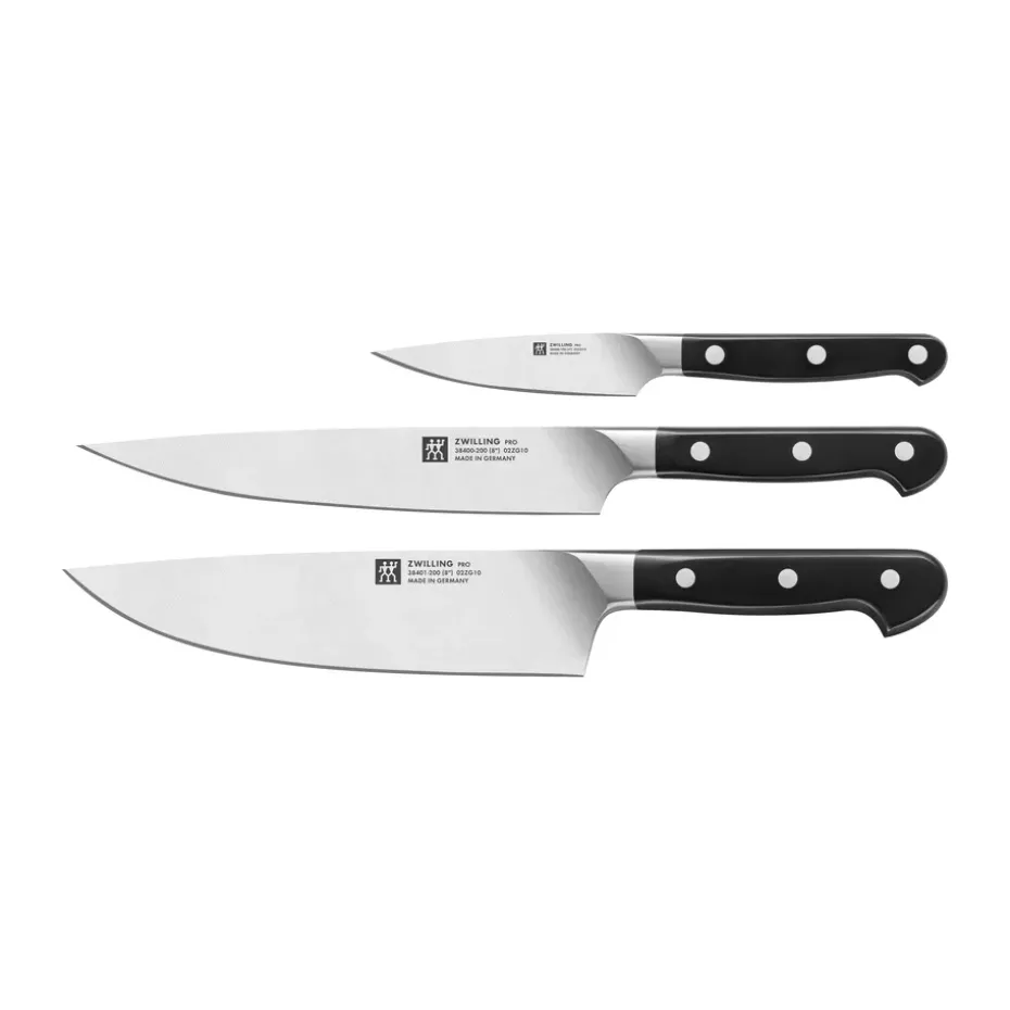 Set de cuchillos Zwilling Pro 3 piezas, Negro-acero inoxidable