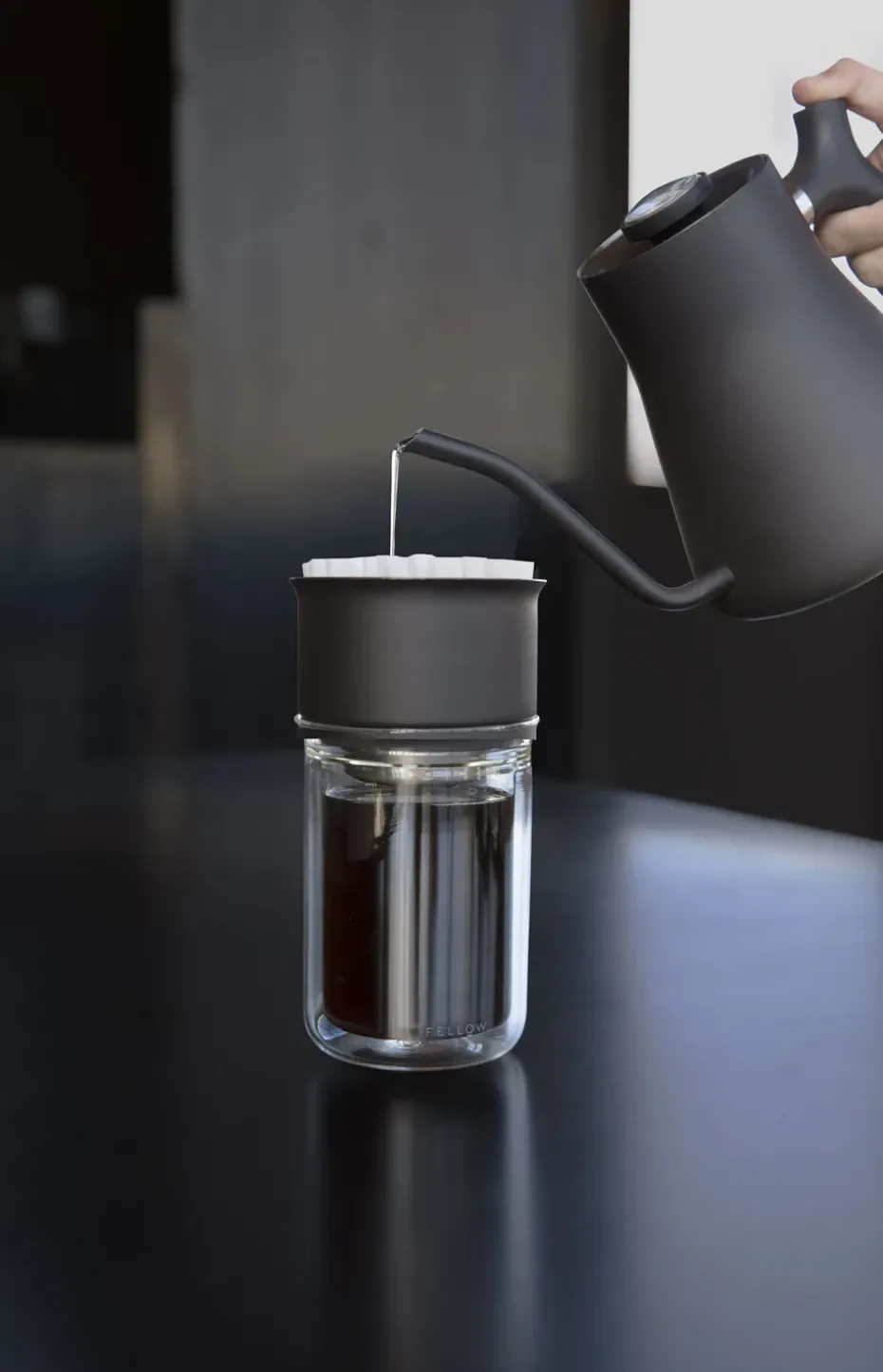 Set de pour-over Stagg X, Matte black-clear glass