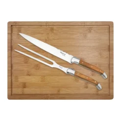 Set de trinchar con tabla de cortar Laguiole By Hâws, 3 piezas, Oliva