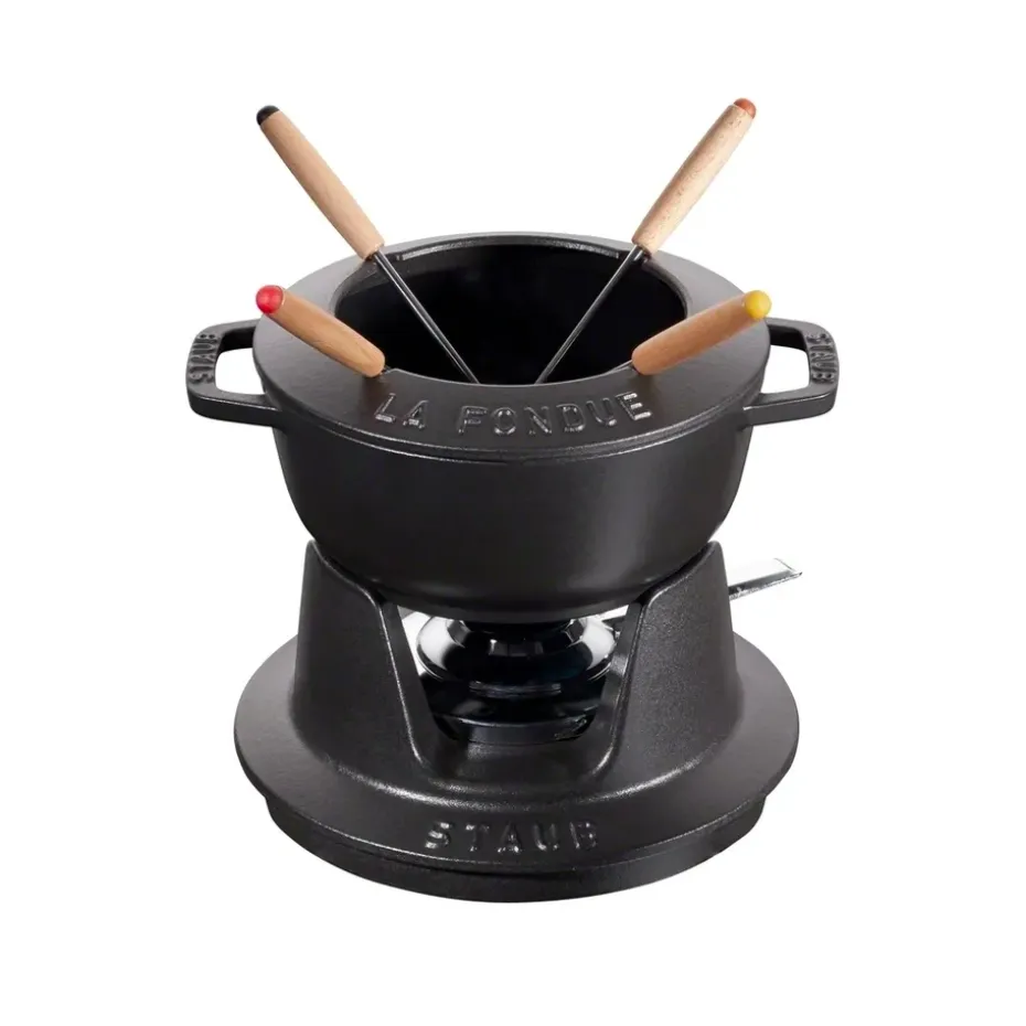 Set fondue Staub 1,1 l, negro