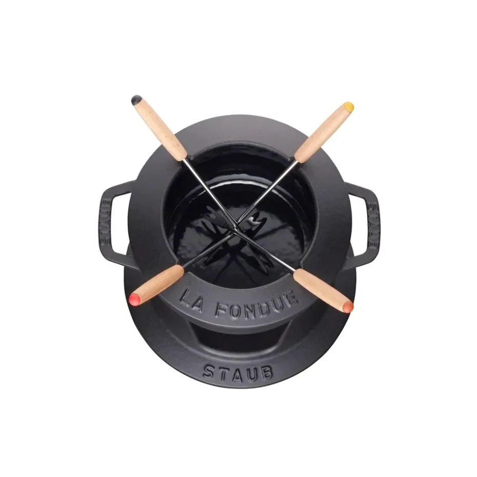 Set fondue Staub 1,1 l, negro