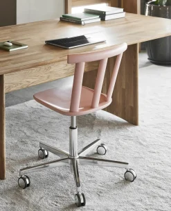 Silla Alt base giratoria con asiento tapizado abedul, Vidar 4, 633 pink-malva 27