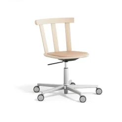 Silla Alt base giratoria con asiento tapizado abedul, Elmoveget 22011-Barniz mate claro