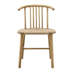 Silla de comedor VIOR asiento trenzado, Roble lacado-natural