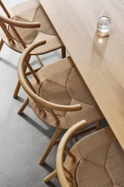 Silla de comedor VIOR asiento trenzado, Roble lacado-natural