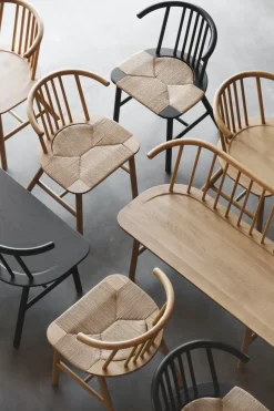 Silla de comedor VIOR asiento trenzado, Roble lacado-natural