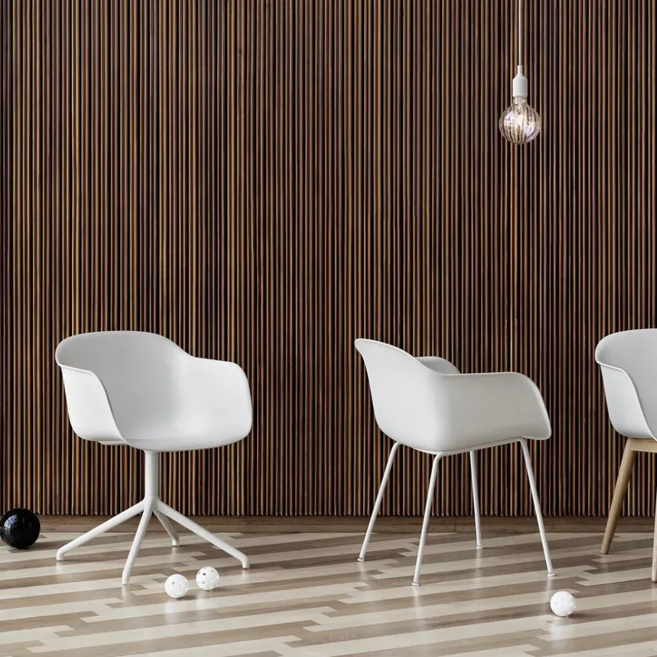 Silla de oficina Fiber armchair swivel base with return, White, base blanca