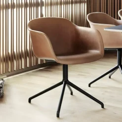 Silla de oficina Fiber armchair swivel base with return, Ochre-anthracite black
