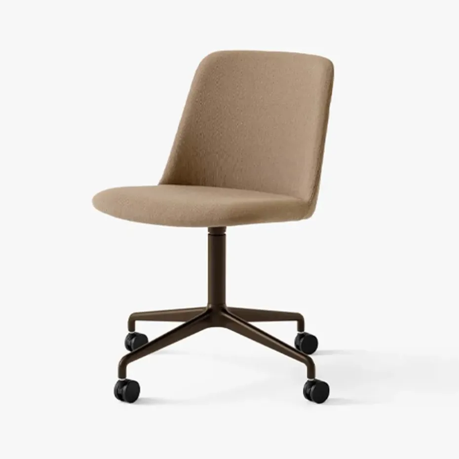 Silla de oficina Rely HW23, Tela hallingdal 224 peanut, bronserat stativ