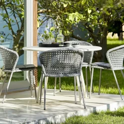 Silla Lean, White grey, Cane-Line weave