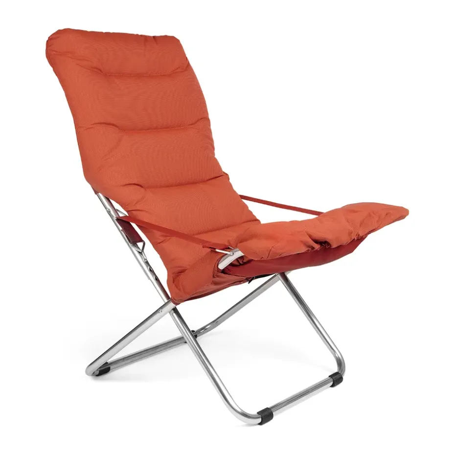 Silla para tomar el sol Fiesta Soft, Tela orange, estructura de aluminio