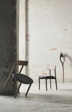 Sillas con asiento Tetra, Tejido color granito-roble oscuro