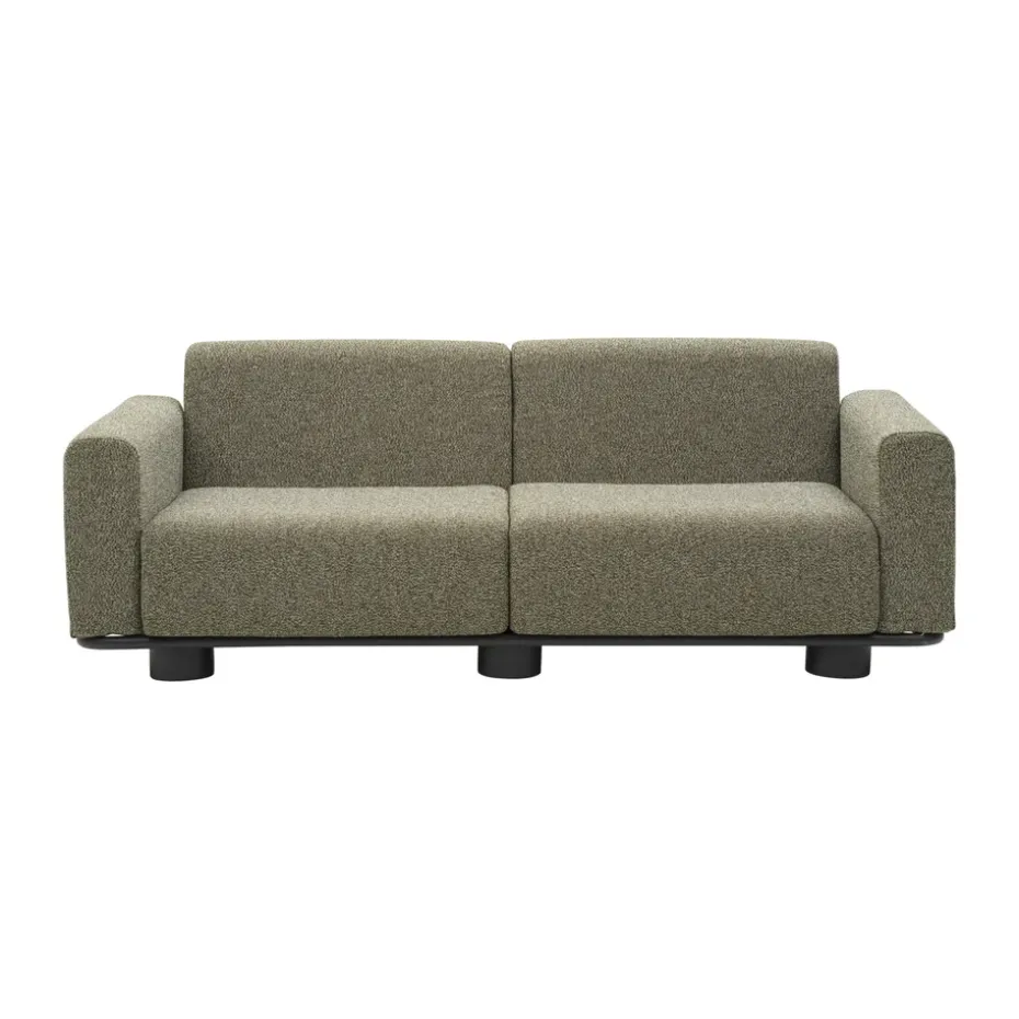 Sofá Bolster, Antracita-teddy verde, 2,5 plazas