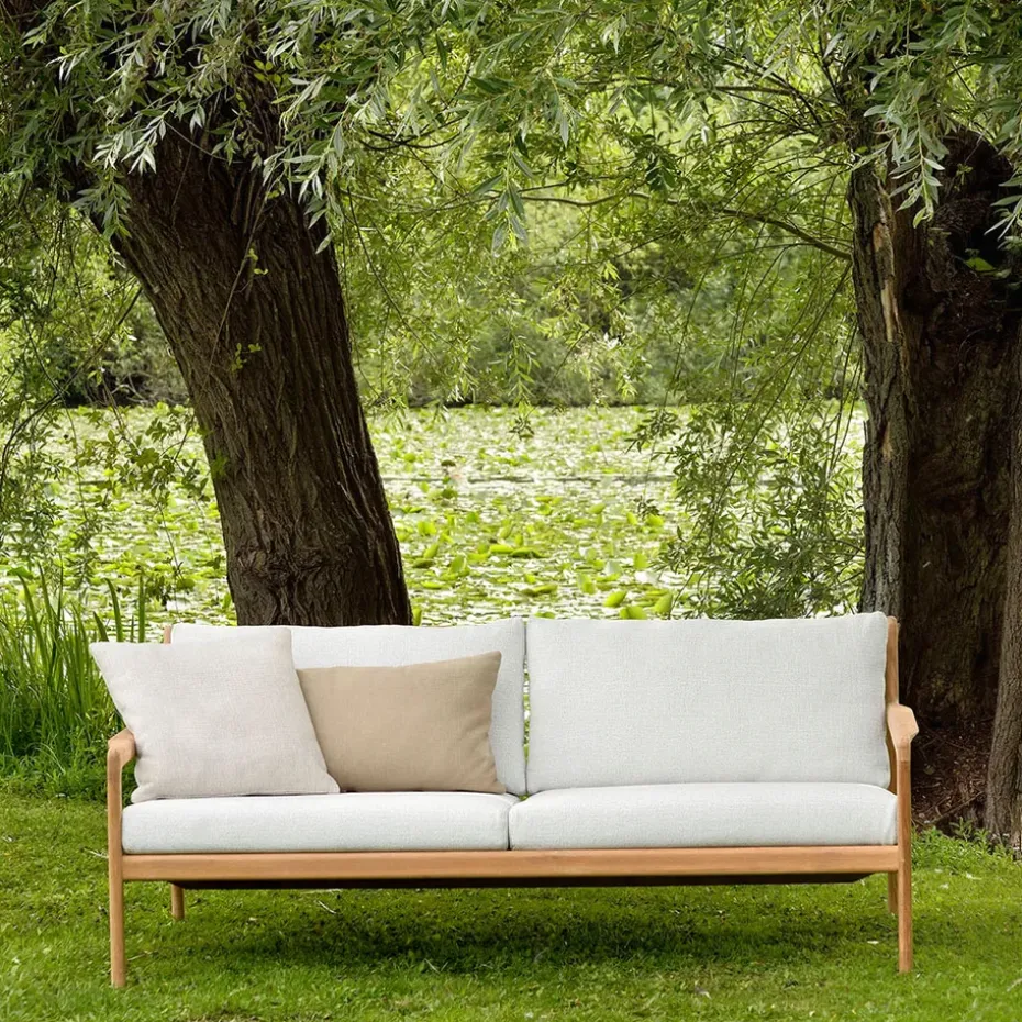 Sofá de 2 plazas Jack outdoor teak, offwhite, base de teca