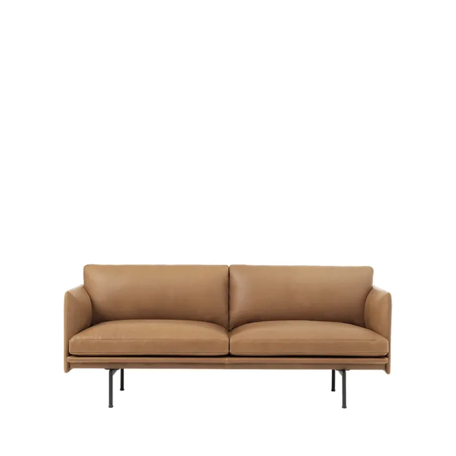 Sofá de 2 plazas Outline, Refine leather cognac-Black