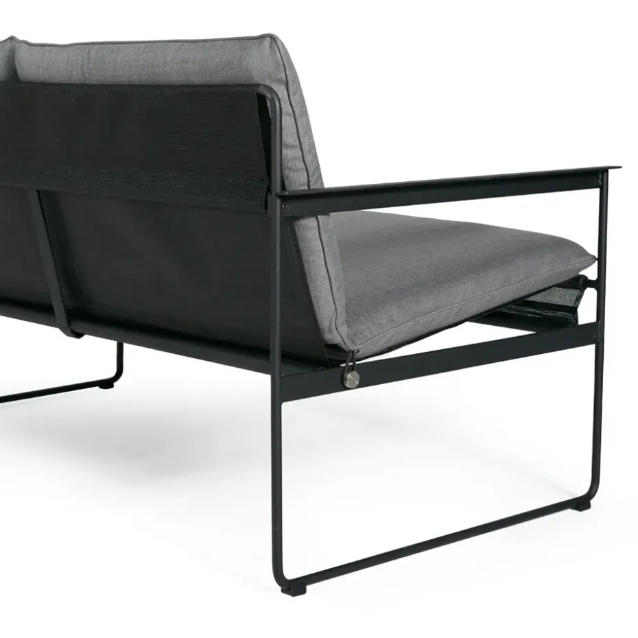 Sofá de 2 plazas Slow, Sunbrella gris-base de acero en color negro