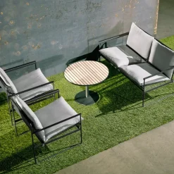 Sofá de 2 plazas Slow, Sunbrella gris-base de acero en color negro