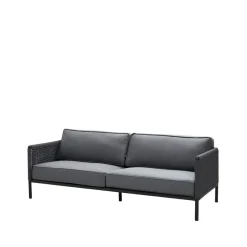 Sofá Encore de 3 plazas, Cane-Line airtouch lava grey/dark grey