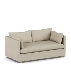Sofá Linnevik, Bern beige 0341-roble blanco aceitado, 2 plazas, con faldón