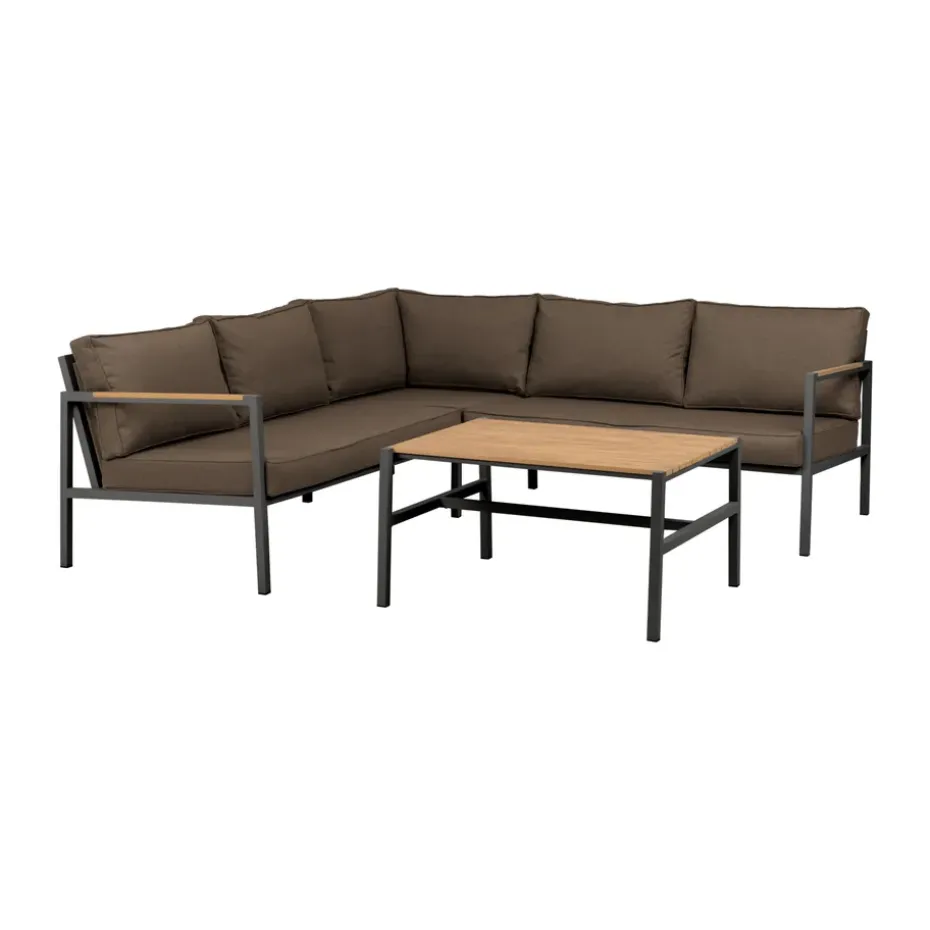 Sofá modular Cap, Antracita-marrón, 5 plazas