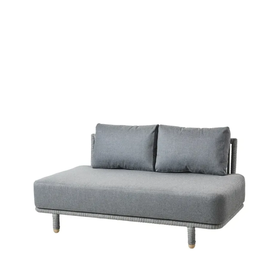 Sofá modular Moments, 2 plazas grey, central, Cane-Line soft rope