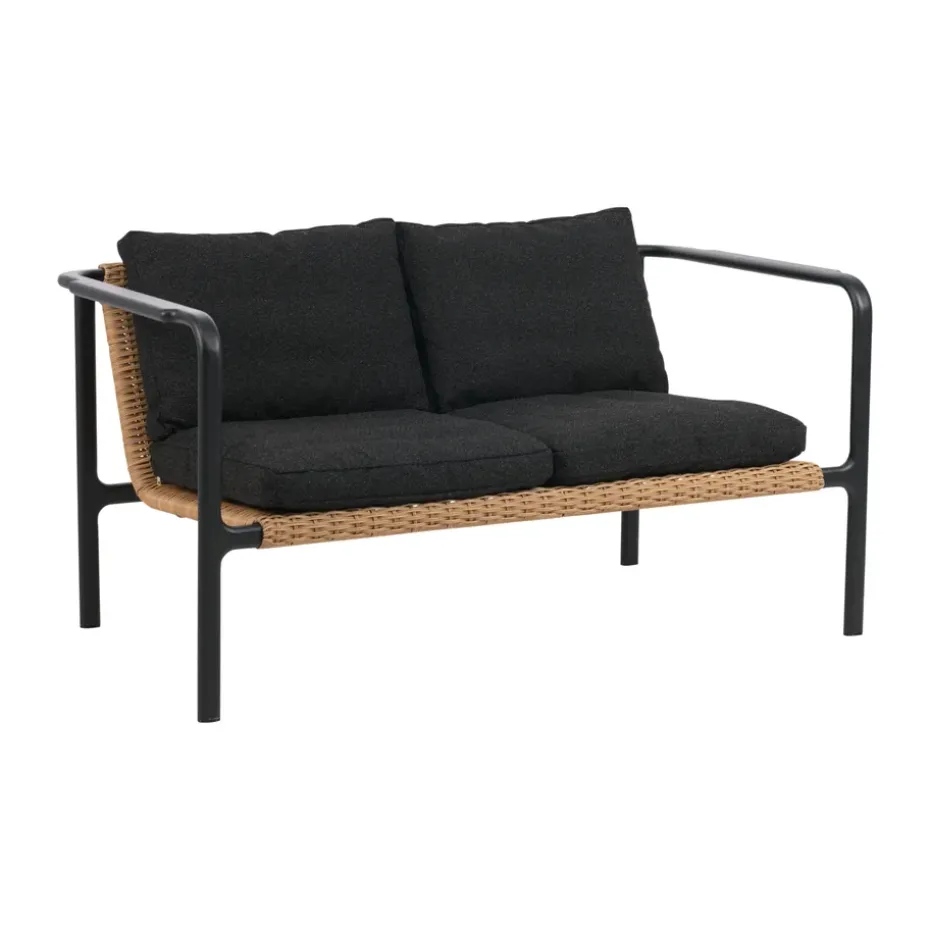 Sofá Motty, Svart-teddy black, 2 plazas