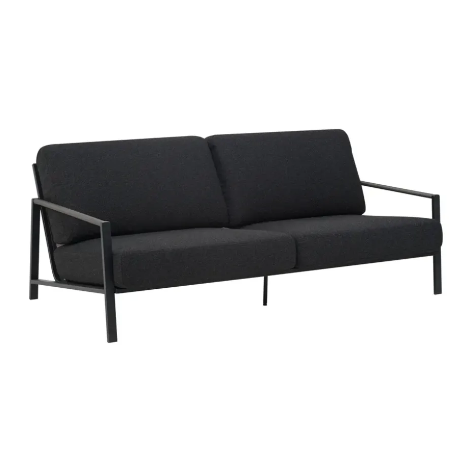 Sofá Naos, Negro-teddy black, 2,5 plazas