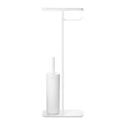 Soporte papel higiénico y escobilla con estante MindSet, Mineral Fresh White