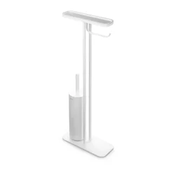 Soporte papel higiénico y escobilla con estante MindSet, Mineral Fresh White