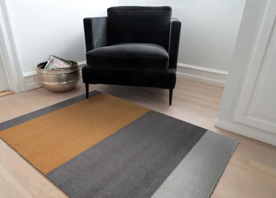 Stripes Alfombra horizontal, Grey-grey-dijon, 90x130 cm