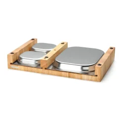 Tabla de cortar madera de caucho con 3 bandejas, 32x48 cm