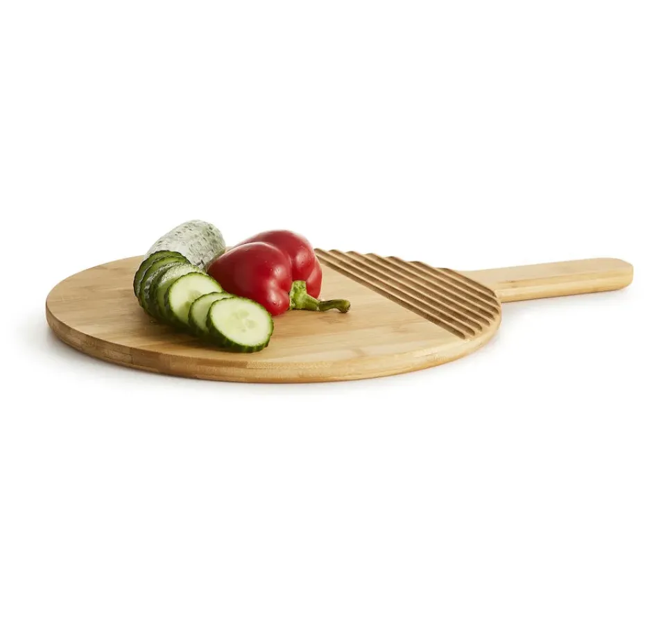 Tabla de cortar redonda con asa Nature bambú, Ø30 cm