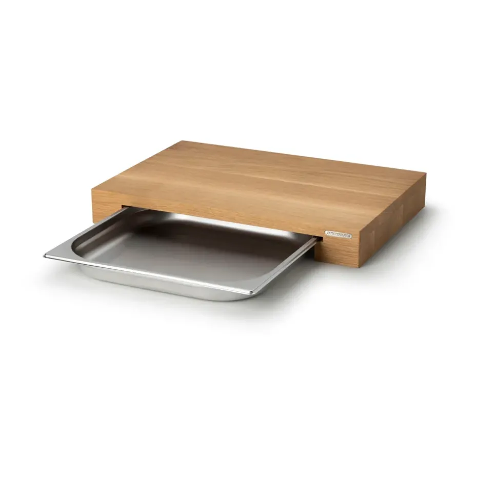 Tabla de cortar roble con 1 bandeja, 32x48 cm