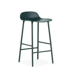 Taburete bar Form bajo, Green, patas de acero lacadas en verde