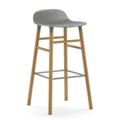 Taburete de bar con patas de roble Form , gris