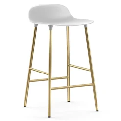 Taburete de bar con patas de bronce Form, Blanco