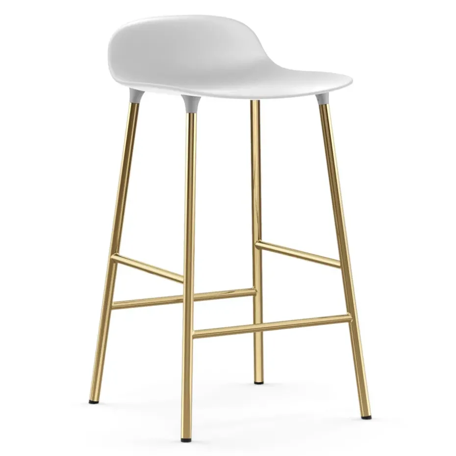 Taburete de bar con patas de bronce Form, Blanco