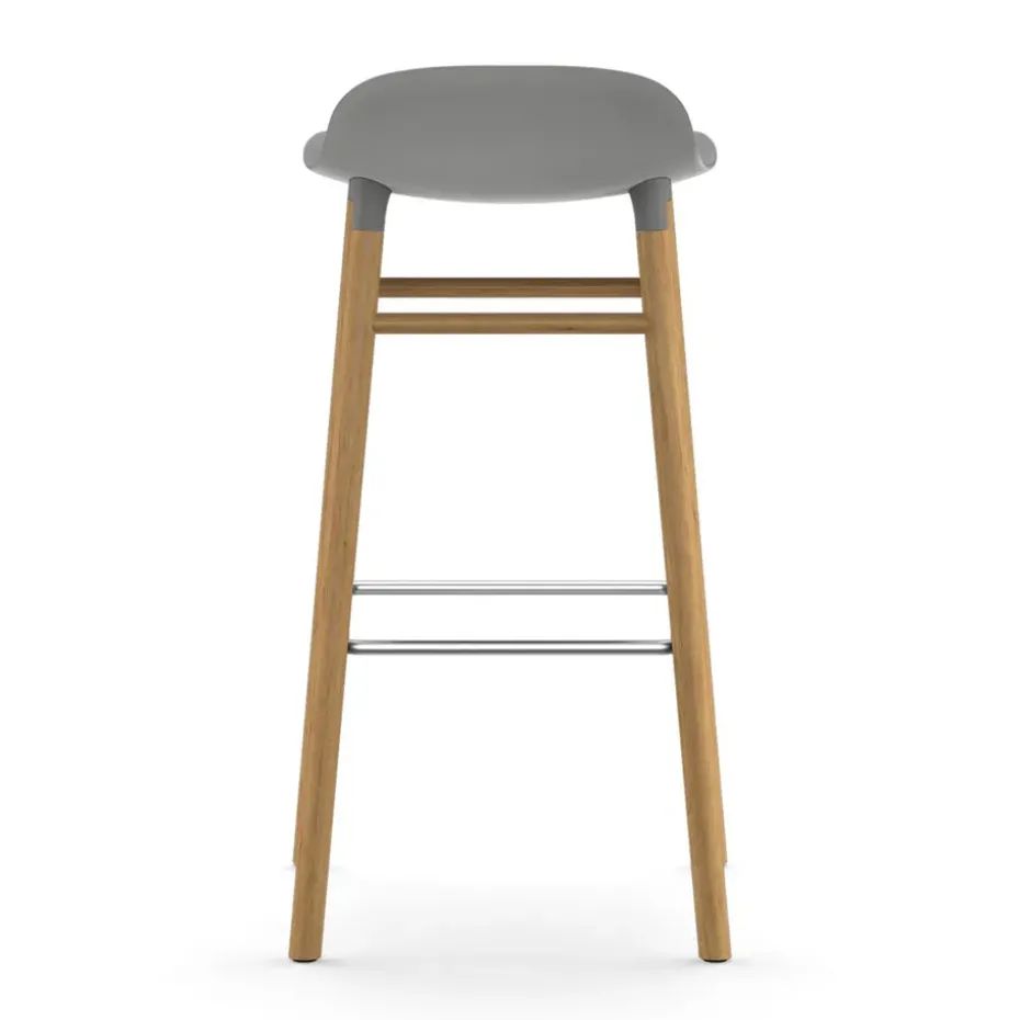 Taburete de bar Form Chair con patas de roble, gris