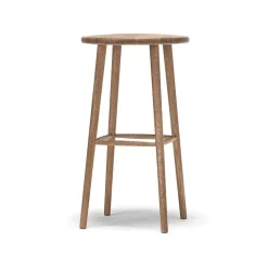 Taburete de bar Miss Button, Roble aceite natural, alto