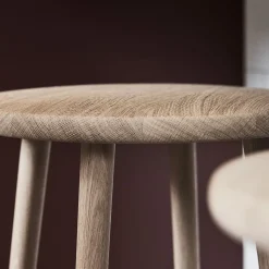 Taburete de bar Miss Button, Roble aceite natural, alto