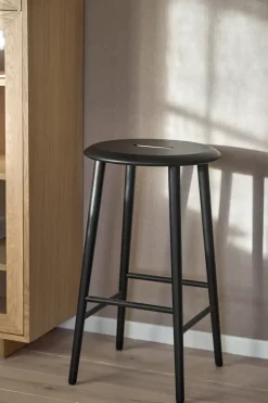Taburete de bar Norrabo 65 cm, Roble lacado en negro