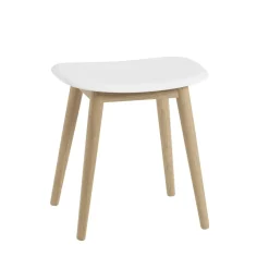 Taburete Fiber, Natural white, patas de roble