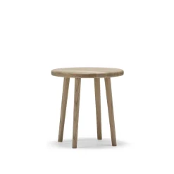 Taburete Miss Button, Roble aceite blanco, bajo