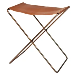 Taburete Nola cuero, marrón, 45 cm