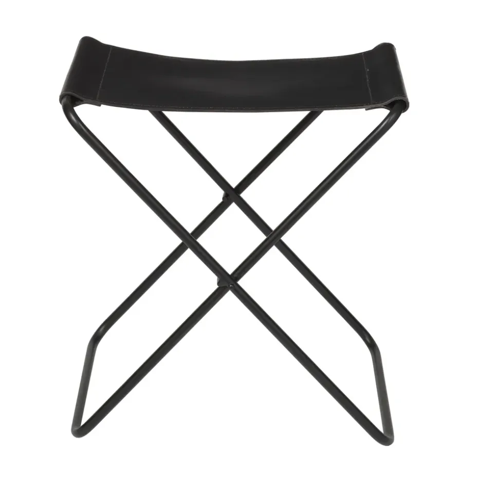 Taburete Nola cuero, Negro, 45 cm