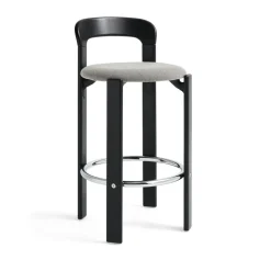 Taburete tapizado Rey Low, Steelcut trio 124 negro profundo