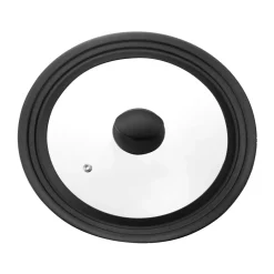 Tapa universal Una 24/26/28 cm, Vidrio-silicona negra