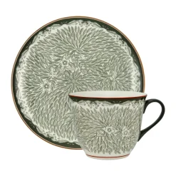 Taza 40 cl y platillo Ø20 cm Ostindia Floris, Verden
